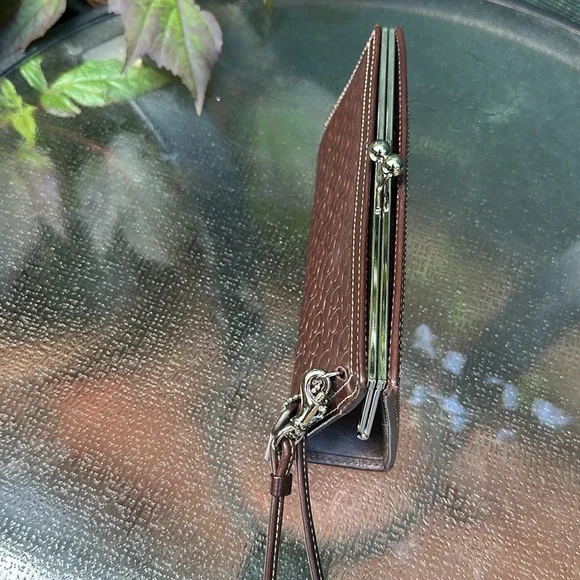 Coach Brown Embossed Wristlet